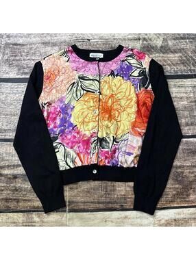 VTG Antonio Gual Cardigan Sweater Silk Floral Button Up